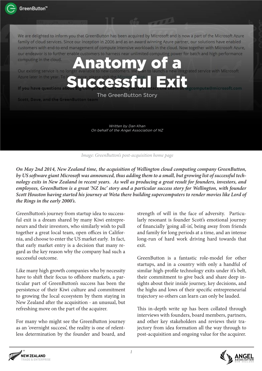 Anatomy of a Successful Exit the Greenbutton Story