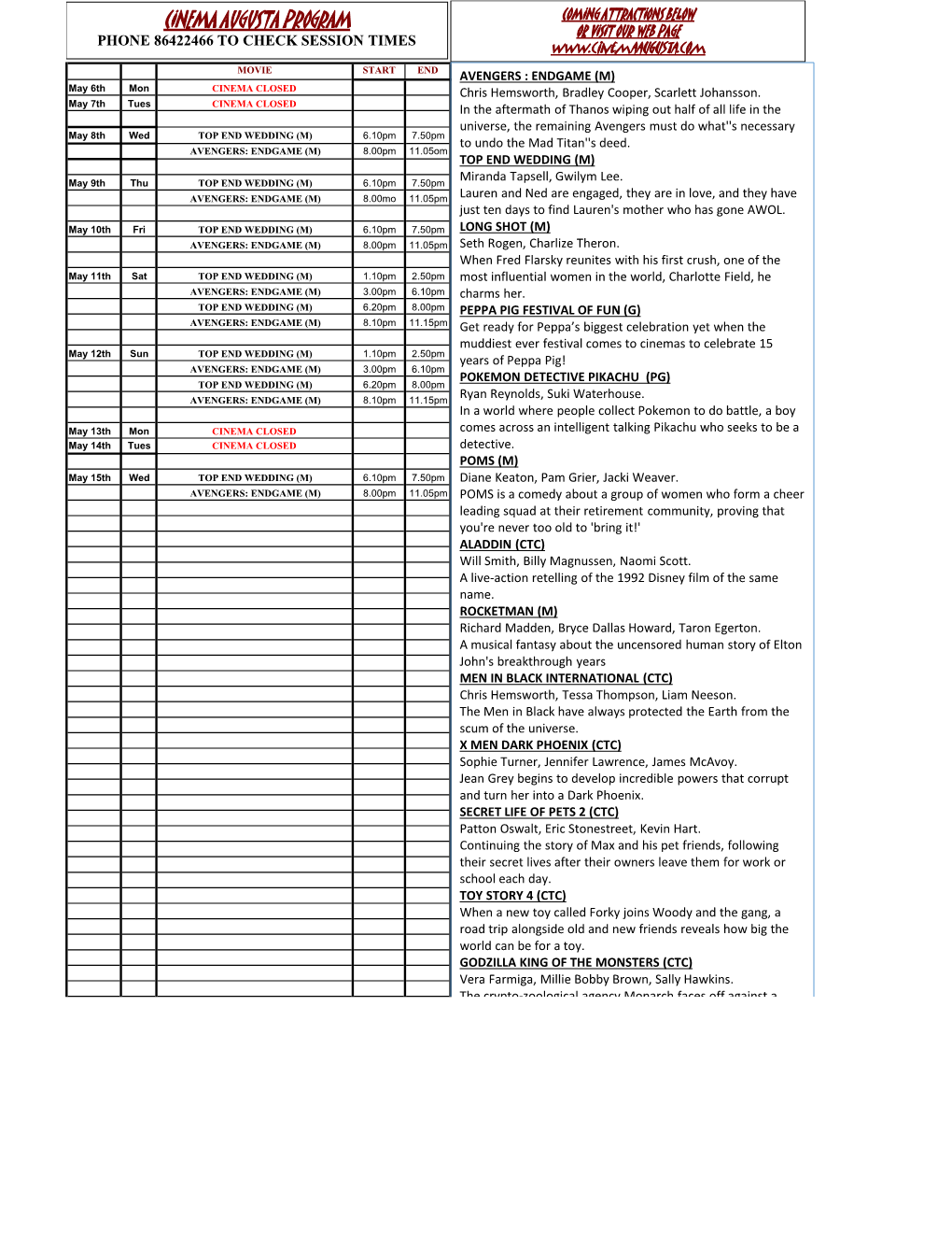 PROGRAM MAY 9Th 2019.Xlsx