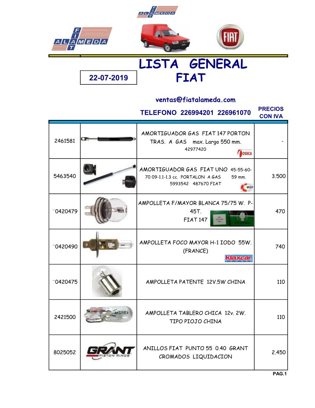 Lista General 22-07-2019 Fiat