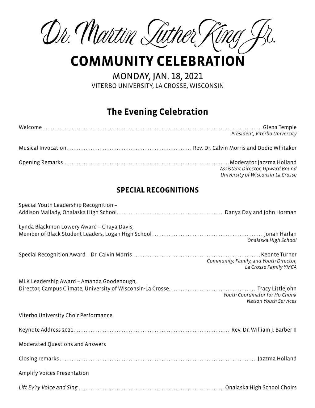 Community Celebration Monday, Jan