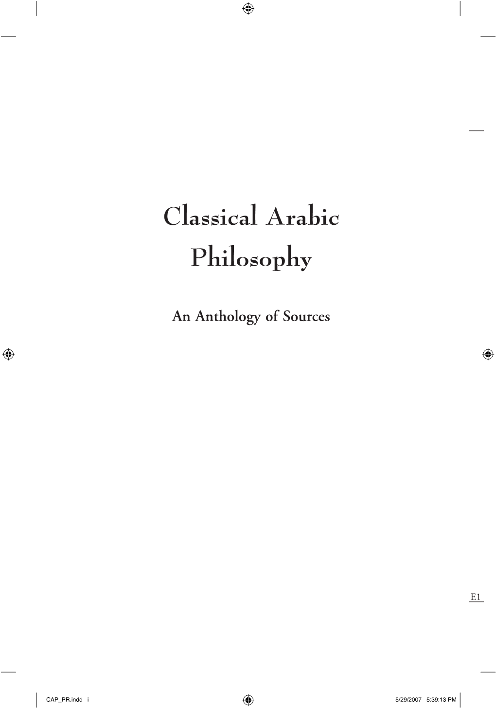 Classical Arabic Philosophy