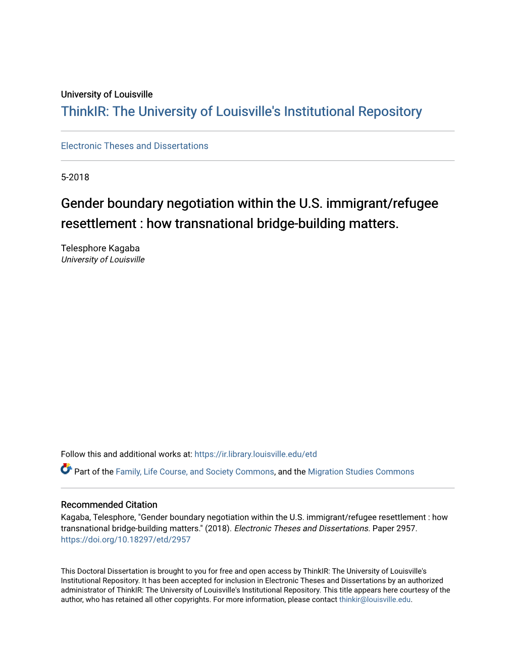 Gender Boundary Negotiation Within the US Immigrant/Refugee