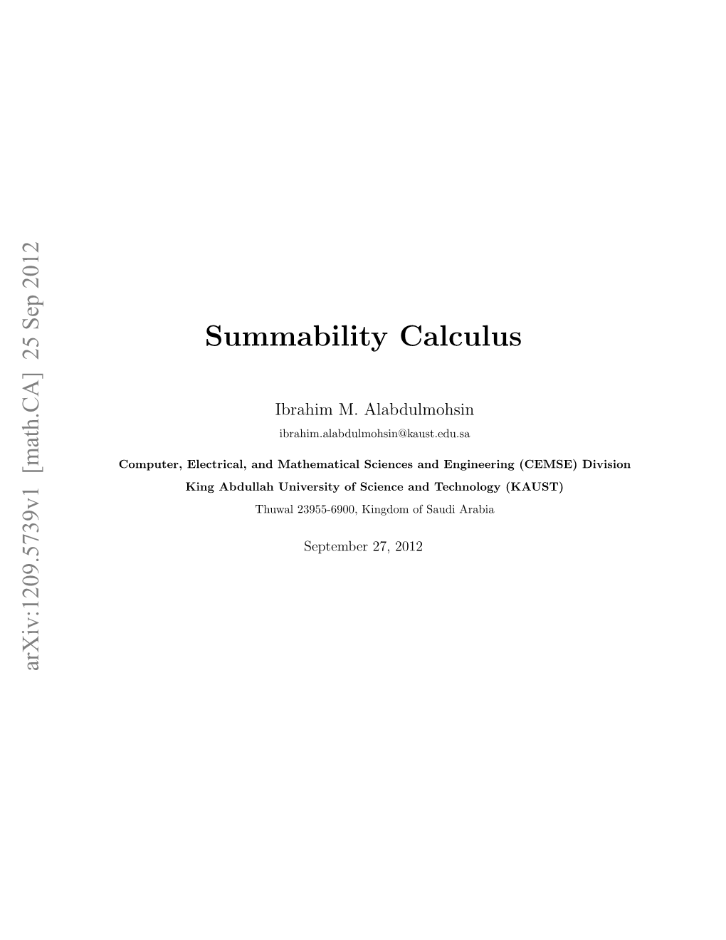 Summability Calculus