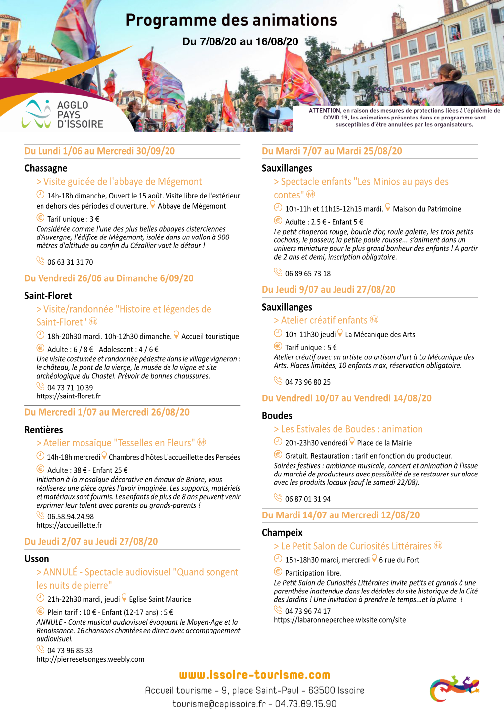 Programme Des Animations Et Des Expositions Du Pays D'issoire