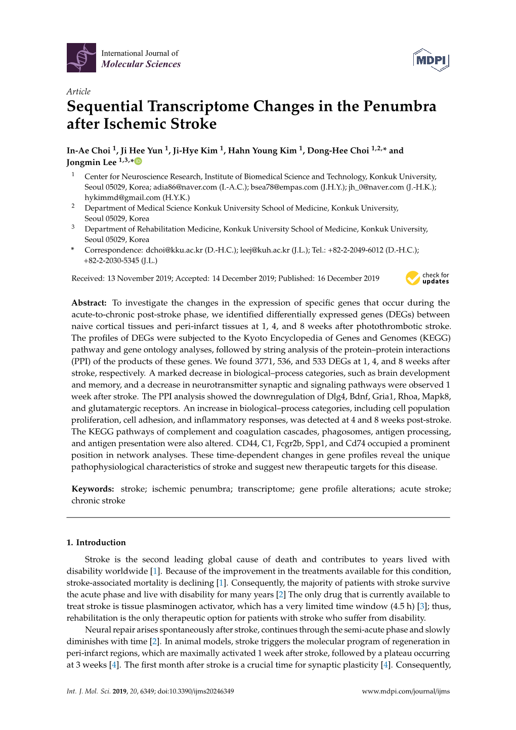 Sequential Transcriptome Changes in the Penumbra After Ischemic Stroke