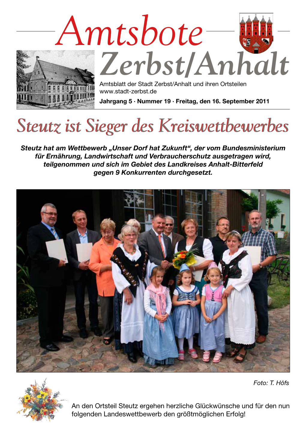 Zerbst/Anhalt Amtsblatt Der Stadt Zerbst/Anhalt Und Ihren Ortsteilen Jahrgang 5 · Nummer 19 · Freitag, Den 16