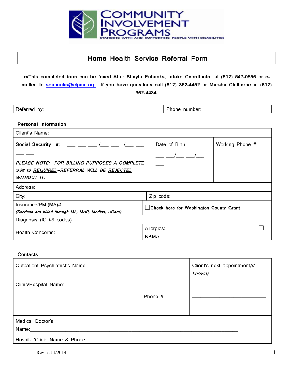 ARMHS Program Referral Form