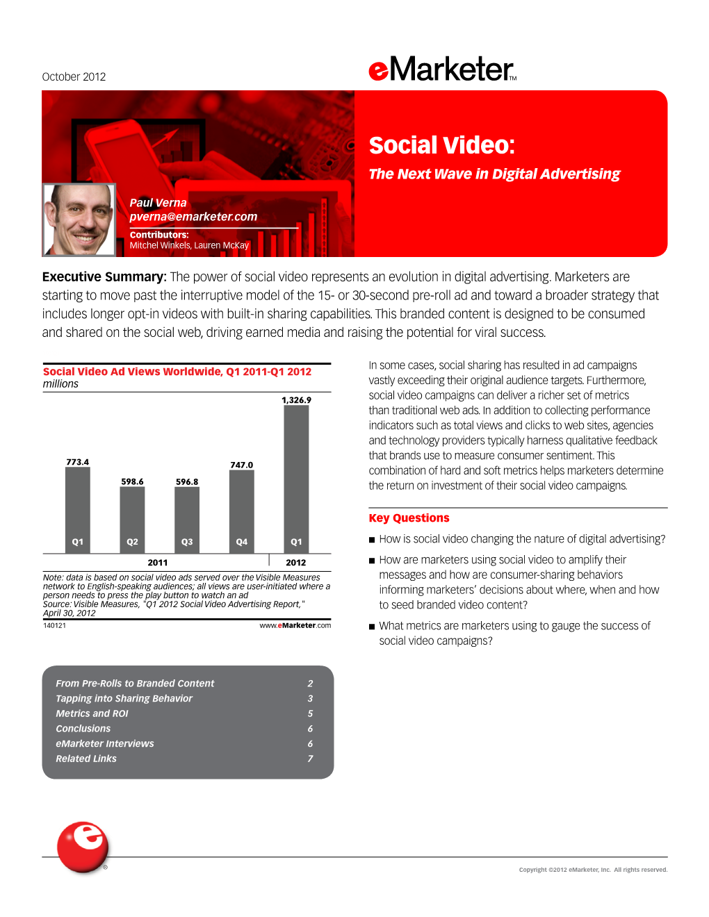 Social Video: the Next Wave in Digital Advertising, October 2012