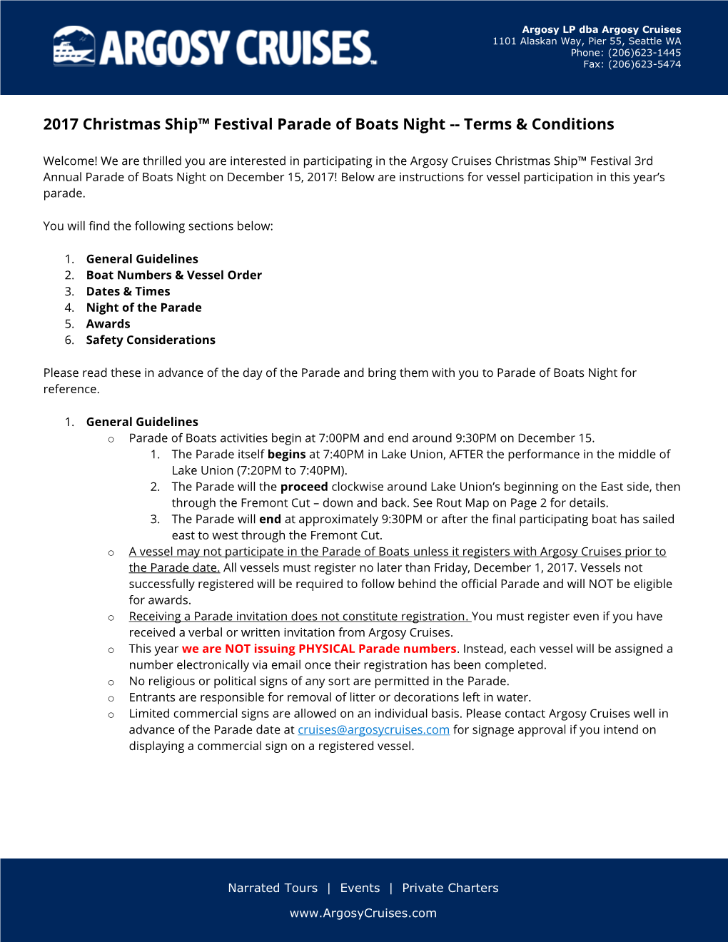 2017 Christmas Ship™ Festival Parade of Boats Night -- Terms & Conditions