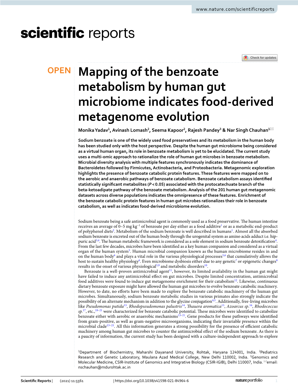 Mapping of the Benzoate Metabolism by Human Gut Microbiome Indicates