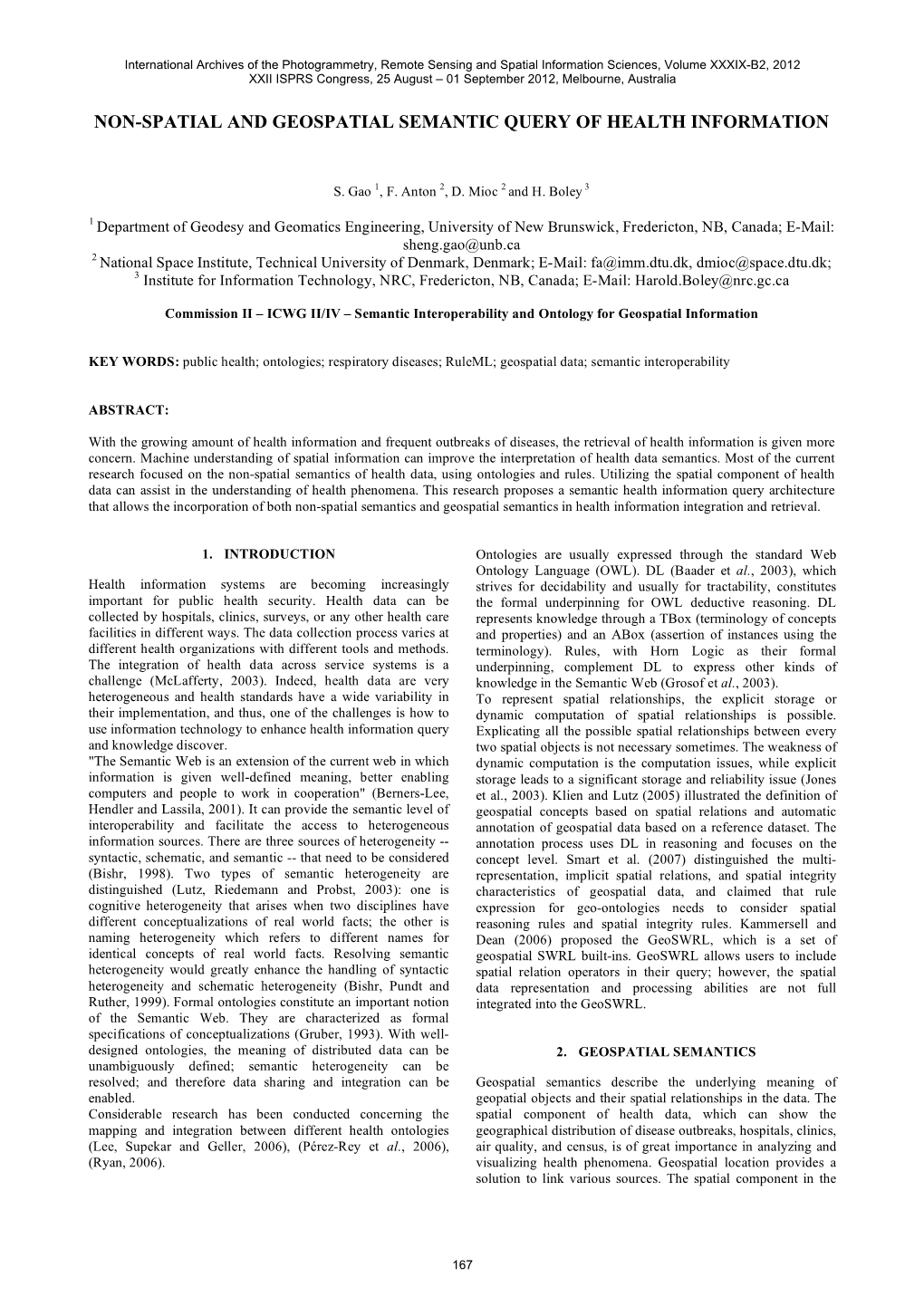 Non-Spatial and Geospatial Semantic Query of Health Information