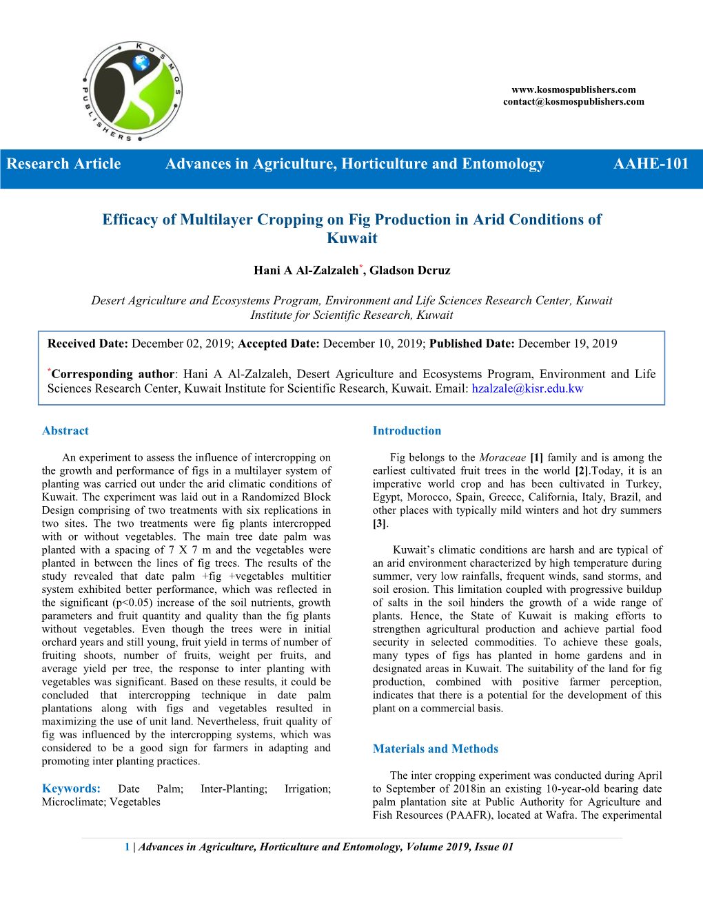 Efficacy of Multilayer Cropping on Fig Production in Arid Conditions Of