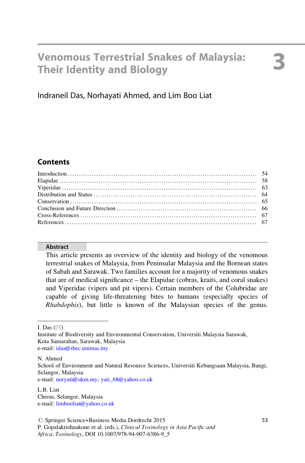 Venomous Terrestrial Snakes of Malaysia: Their Identity and Biology 3