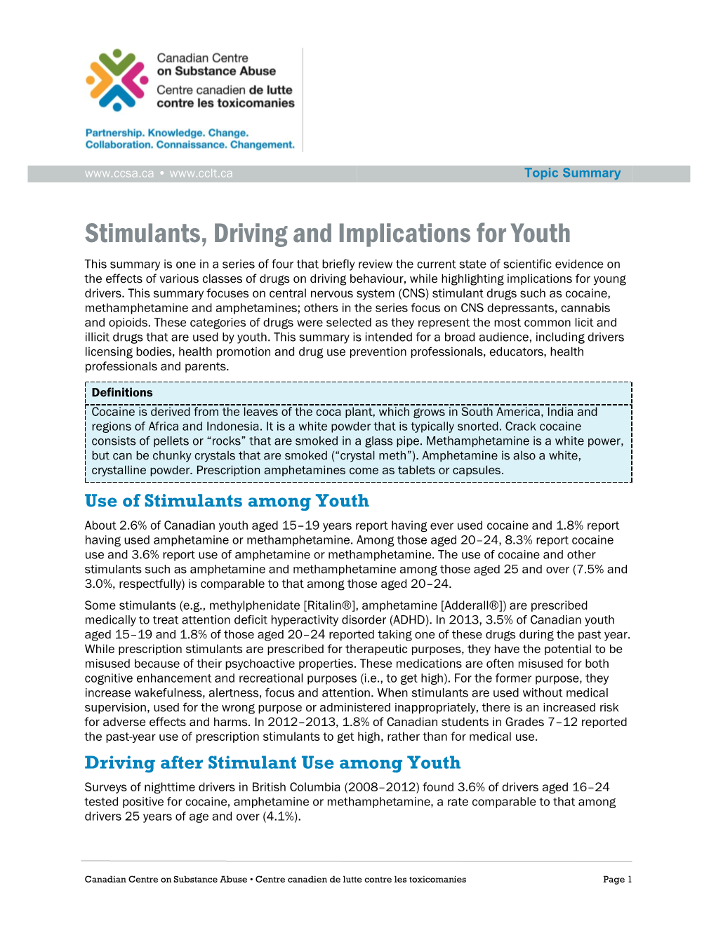 Stimulants, Driving and Implications for Youth