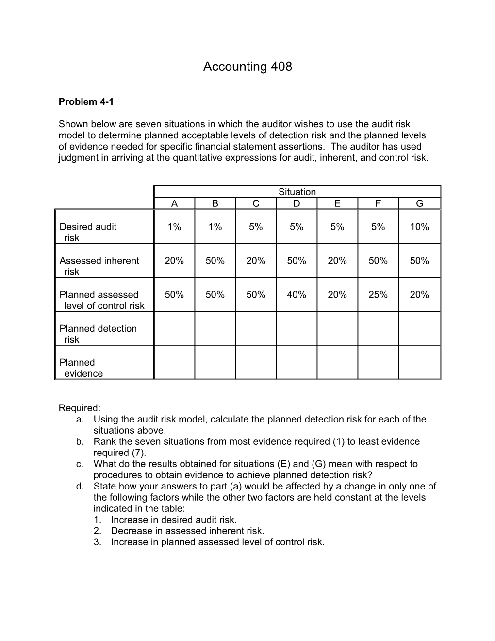 B. Rank the Seven Situations from Most Evidence Required (1) to Least Evidence Required (7)