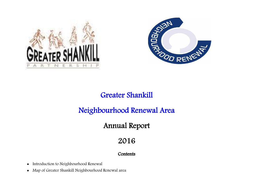 Greater Shankill Neighbourhood Renewal Area Annual Report 2016