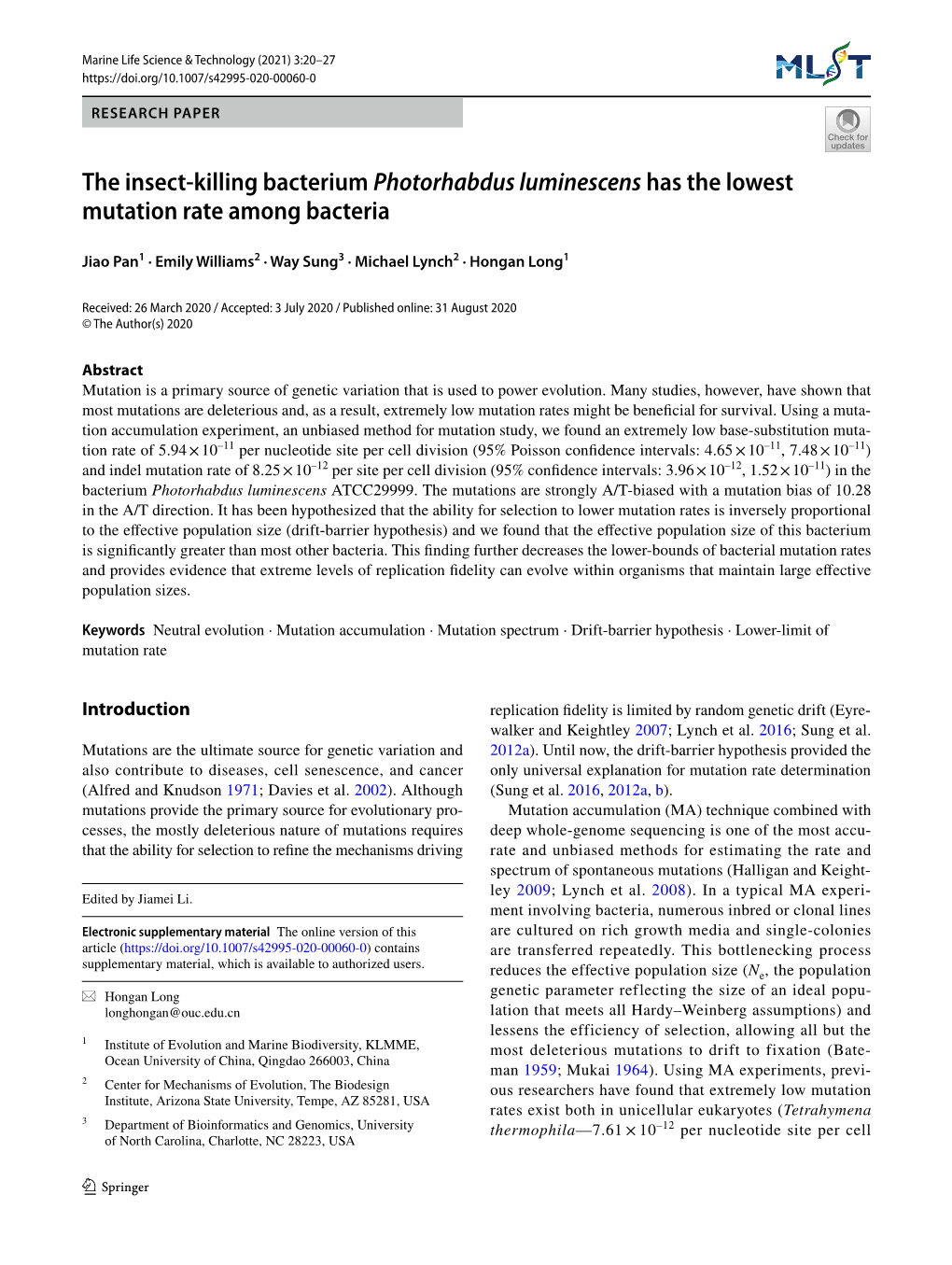 The Insect-Killing Bacterium Photorhabdus Luminescens Has The