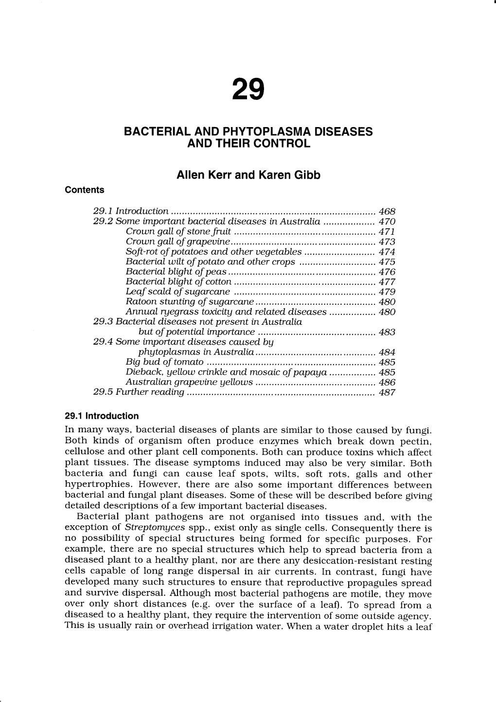 Bacterial and Phytoplasma Diseases and Their Control