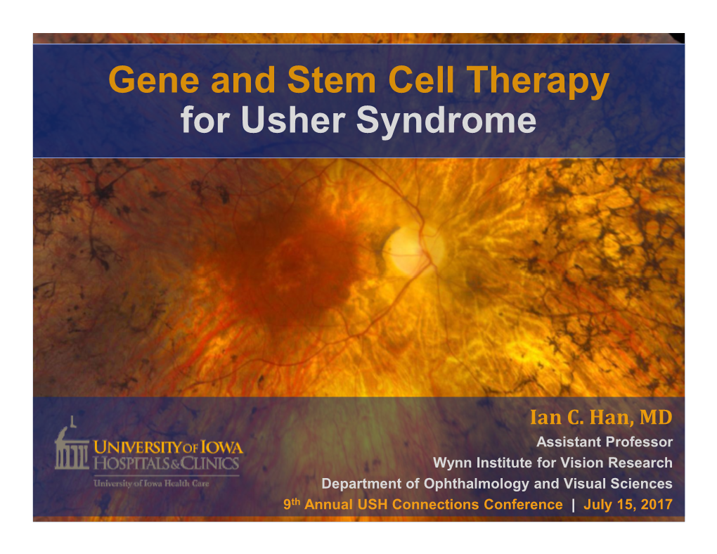 Gene and Stem Cell Therapy for Usher Syndrome