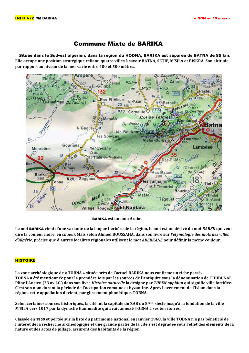 Commune Mixte De BARIKA