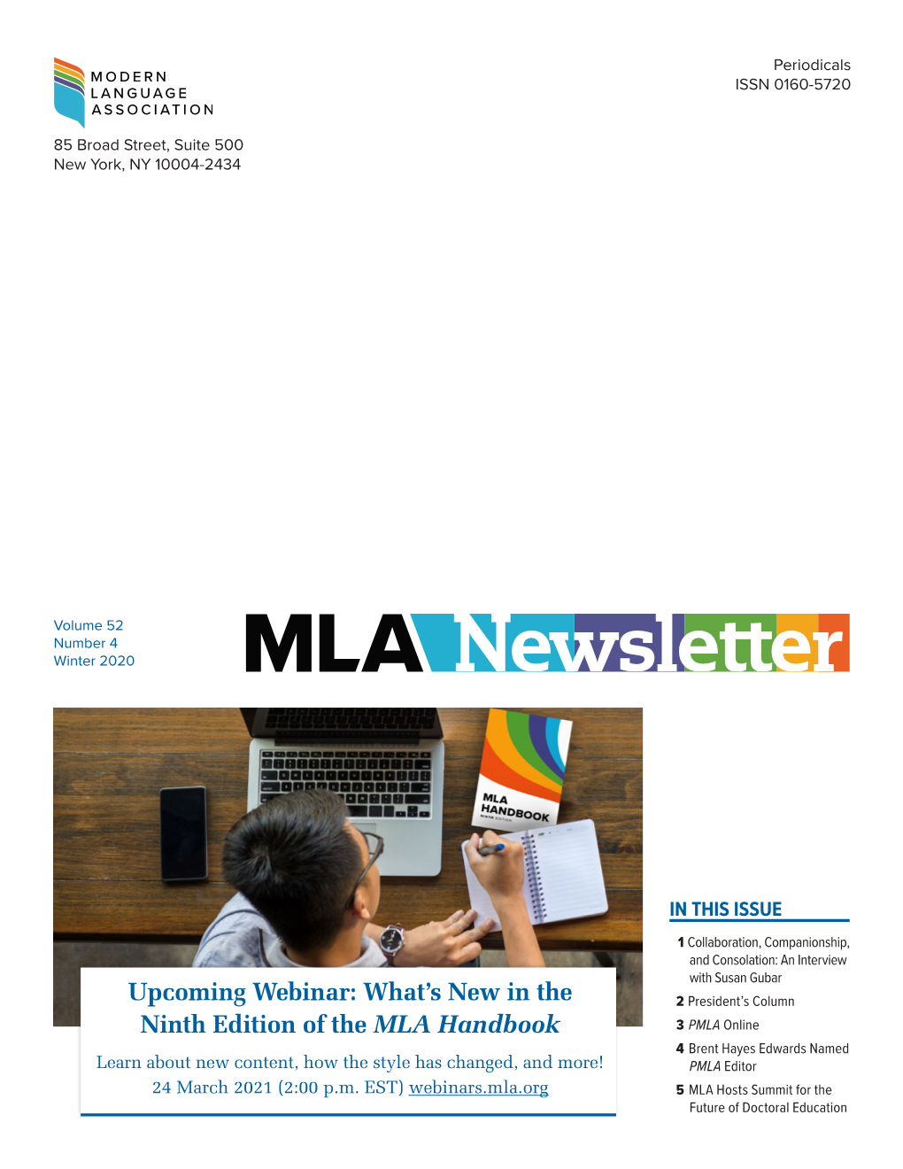 Upcoming Webinar: What's New in the Ninth Edition of the MLA Handbook