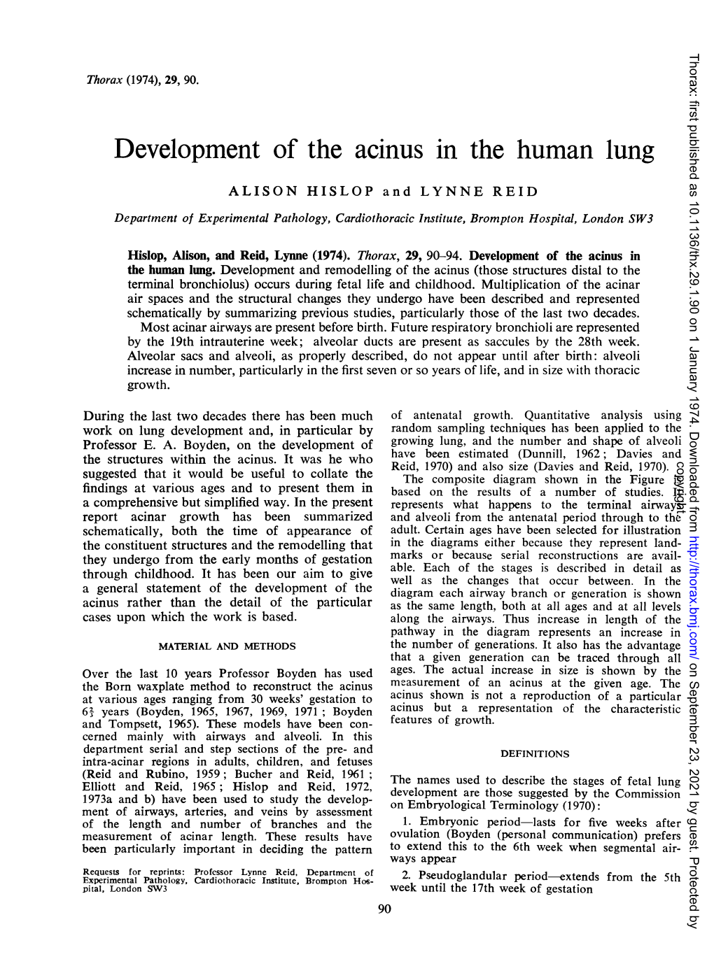 Development of the Acinus in the Human Lung