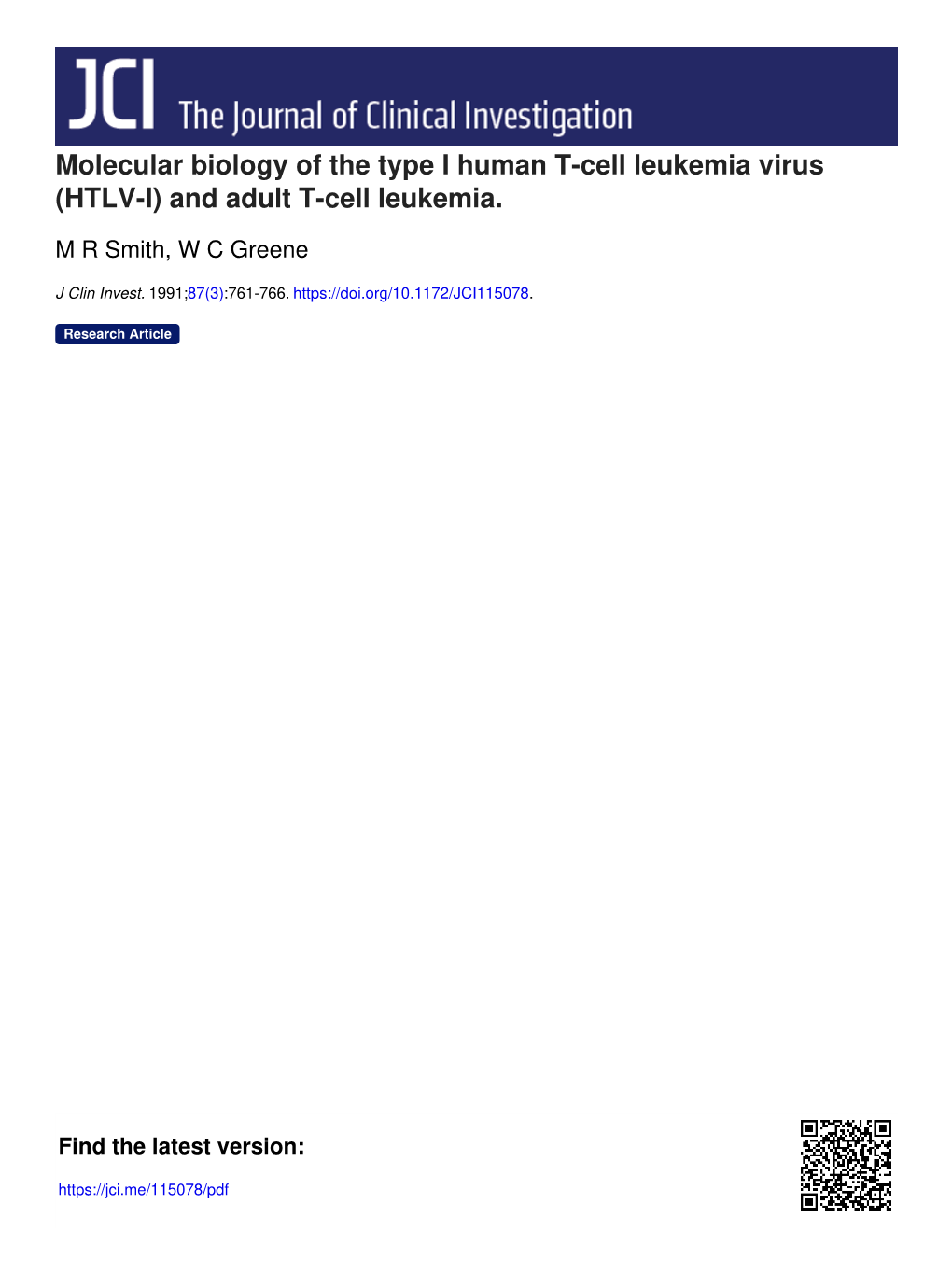 HTLV-I) and Adult T-Cell Leukemia