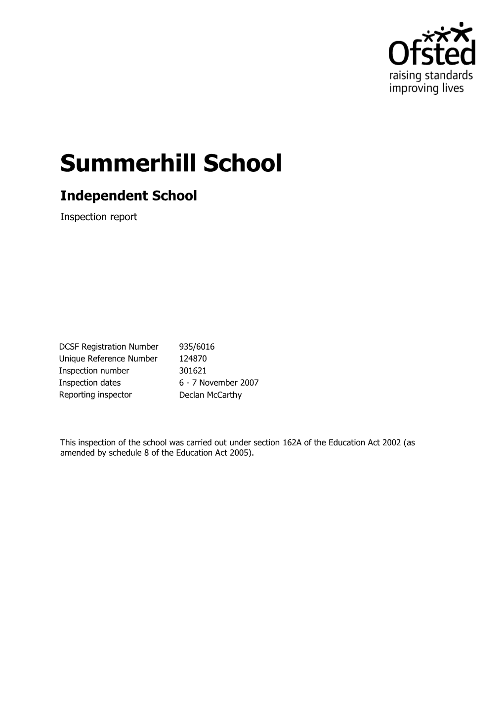 Inspection Report: Summerhill School