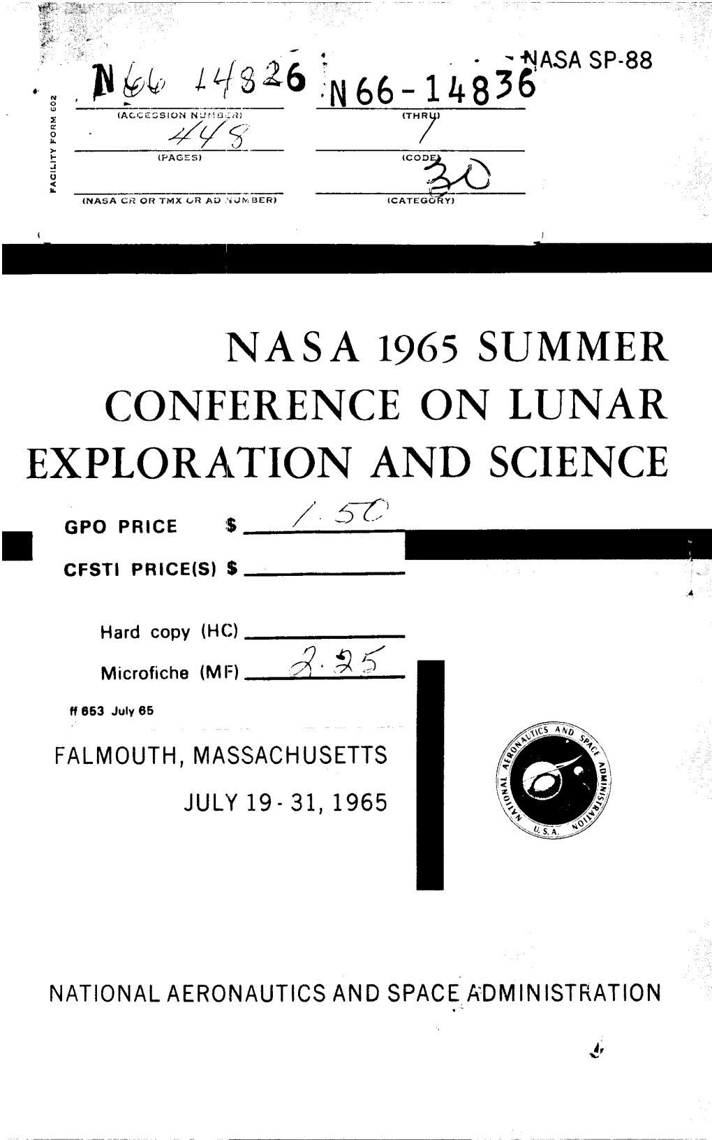 Summer Conference on Lunar Exploration and Science (1965)