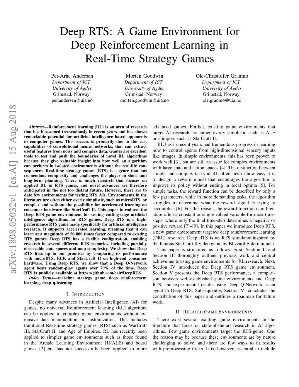 A Game Environment for Deep Reinforcement Learning in Real-Time Strategy Games