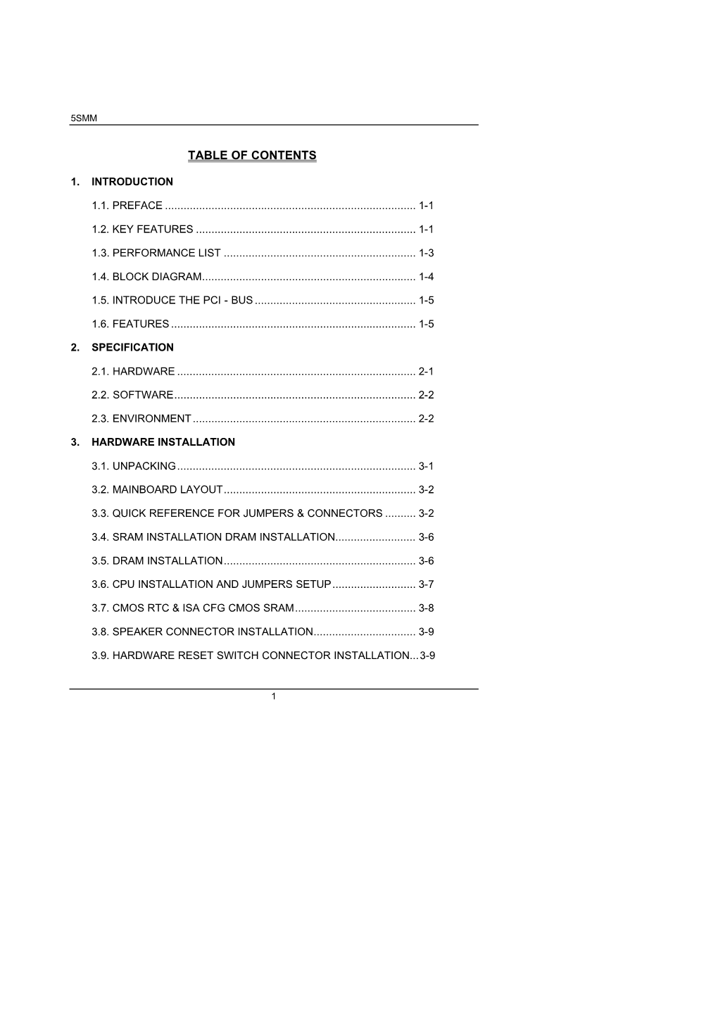 Table of Contents