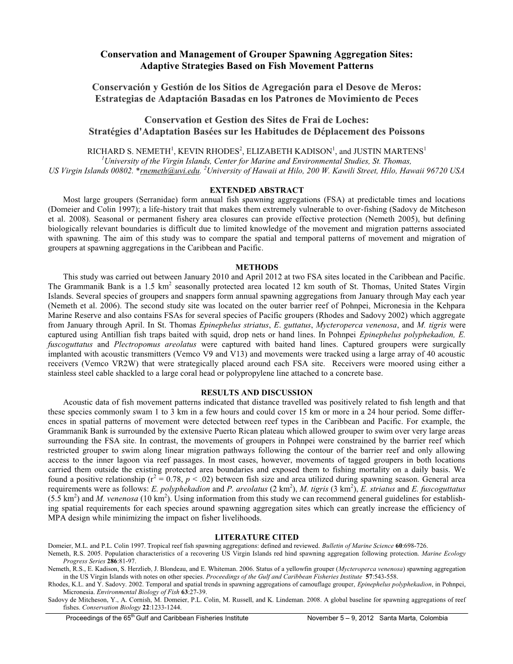 Conservation and Management of Grouper Spawning Aggregation Sites: Adaptive Strategies Based on Fish Movement Patterns