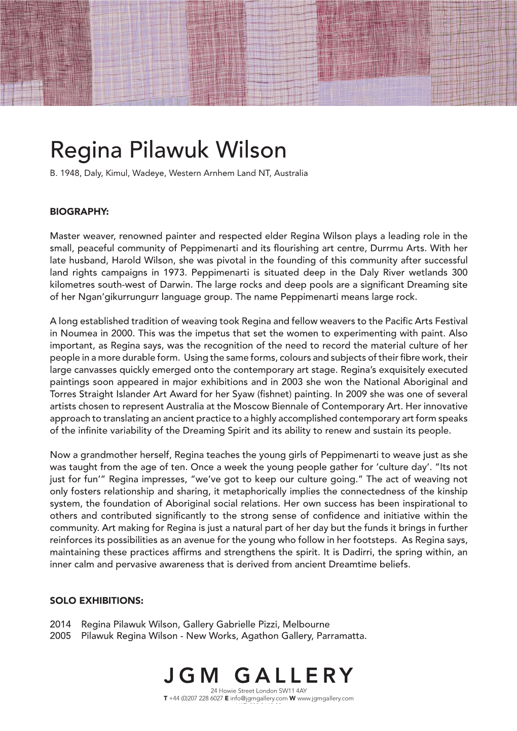 Regina Pilawuk Wilson Bio CV 2021.Indd