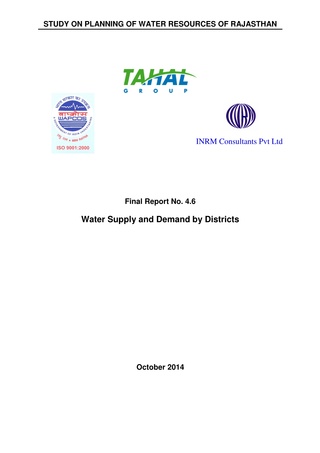 Water Supply and D Water Supply and Demand by Districts by Districts