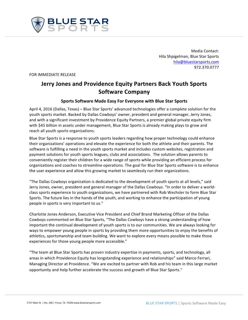 Jerry Jones and Providence Equity Partners Back Youth Sports Software Company