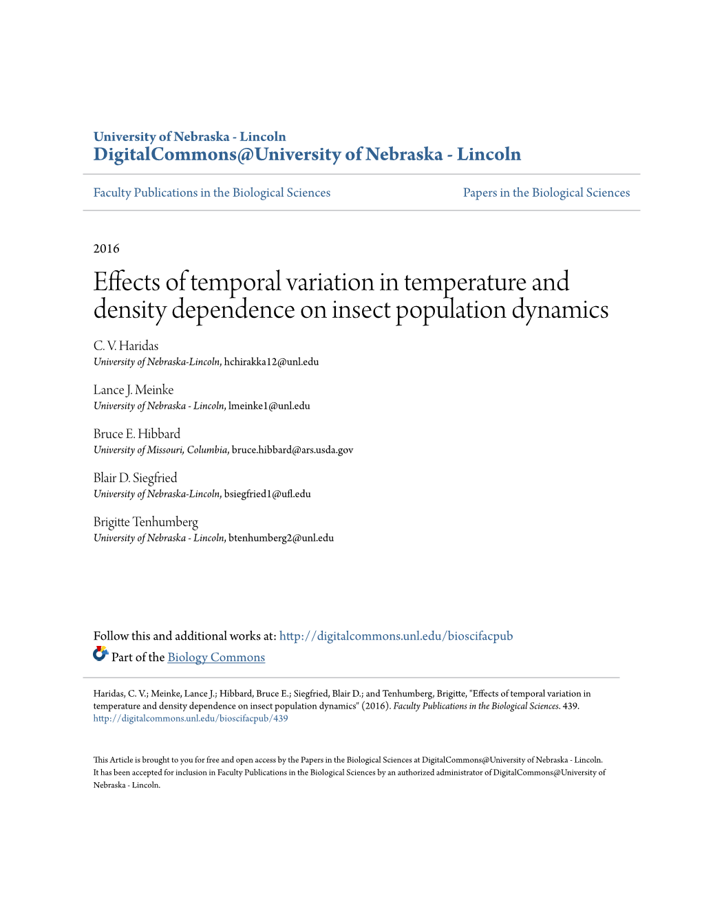 Effects of Temporal Variation in Temperature and Density Dependence on Insect Population Dynamics C