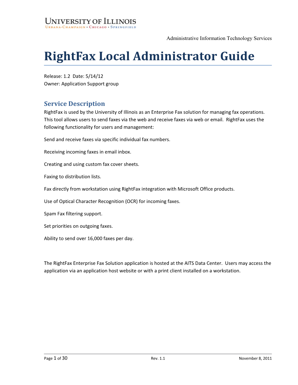 Administrative Information Technology Services Rightfax Enterprise Fax Solution Service Catalog