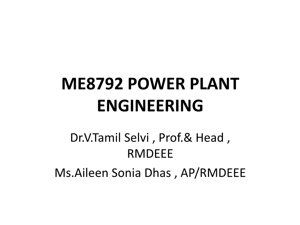 Me8792 Power Plant Engineering