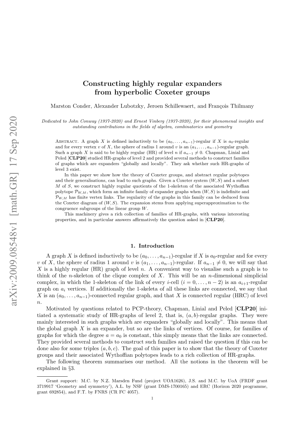 Constructing Highly Regular Expanders from Hyperbolic Coxeter Groups 11