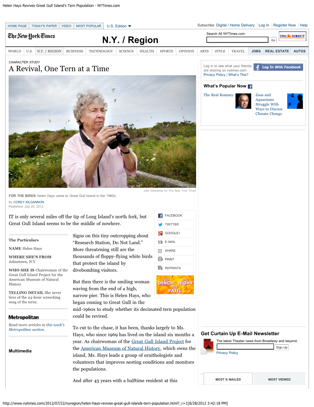 Helen Hays Revives Great Gull Island's Tern