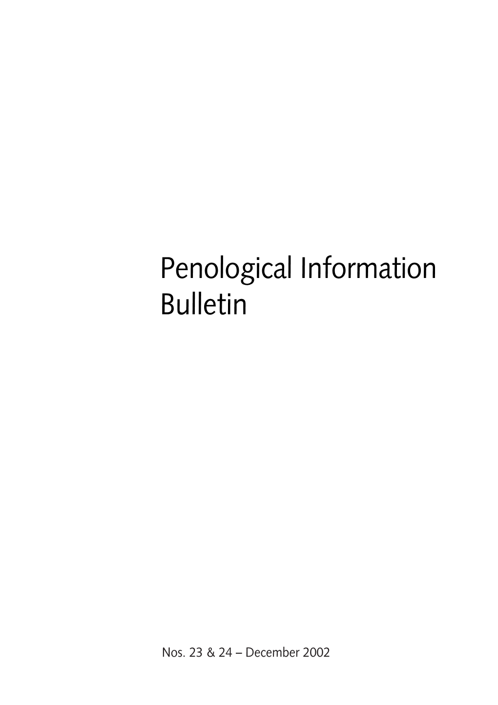 Penological Information Bulletin