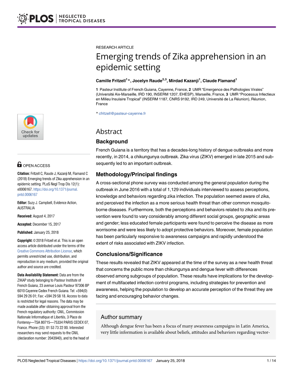 Emerging Trends of Zika Apprehension in an Epidemic Setting