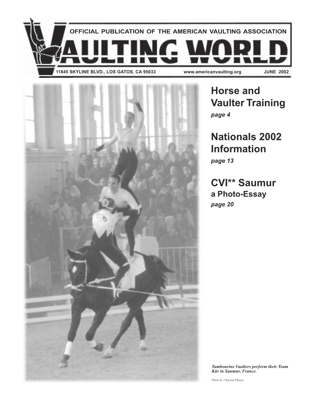 Horse and Vaulter Training Nationals 2002 Information CVI** Saumur