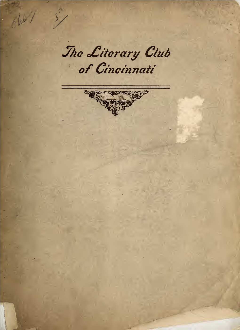 The Literary Club of Cincinnati 1849-1903
