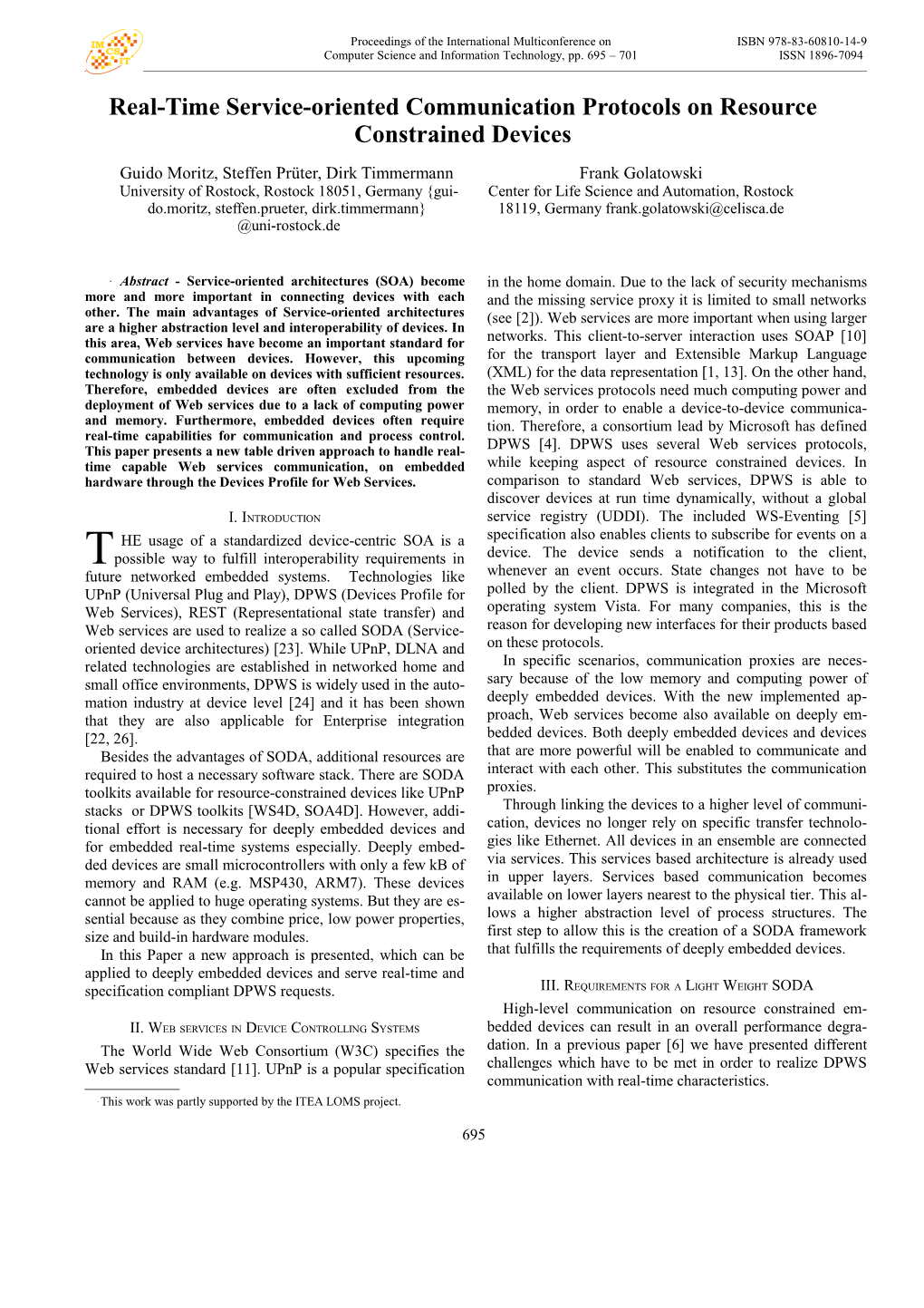 Real-Time Service-Oriented Communication Protocols on Resource Constrained Devices