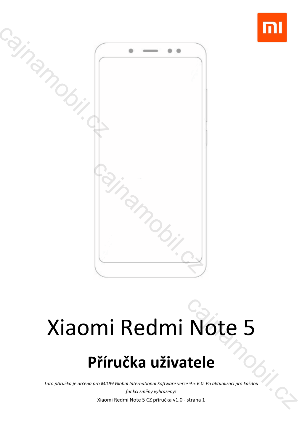 Xiaomi Redmi Note 5 Příručka Uživatele