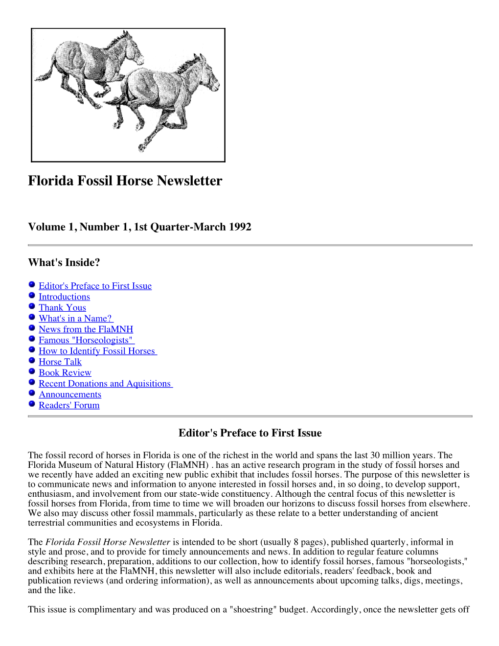 Florida Fossil Horse Newsletter