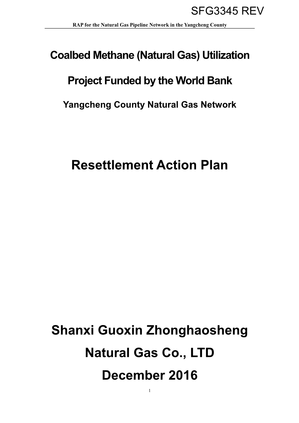 Resettlement Action Plan Shanxi Guoxin Zhonghaosheng Natural