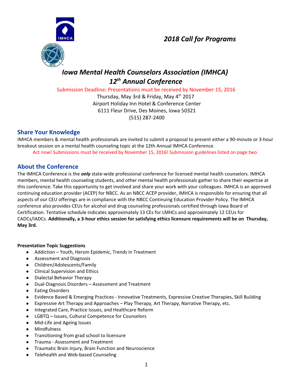 Iowa Mental Health Counselors Association (IMHCA)