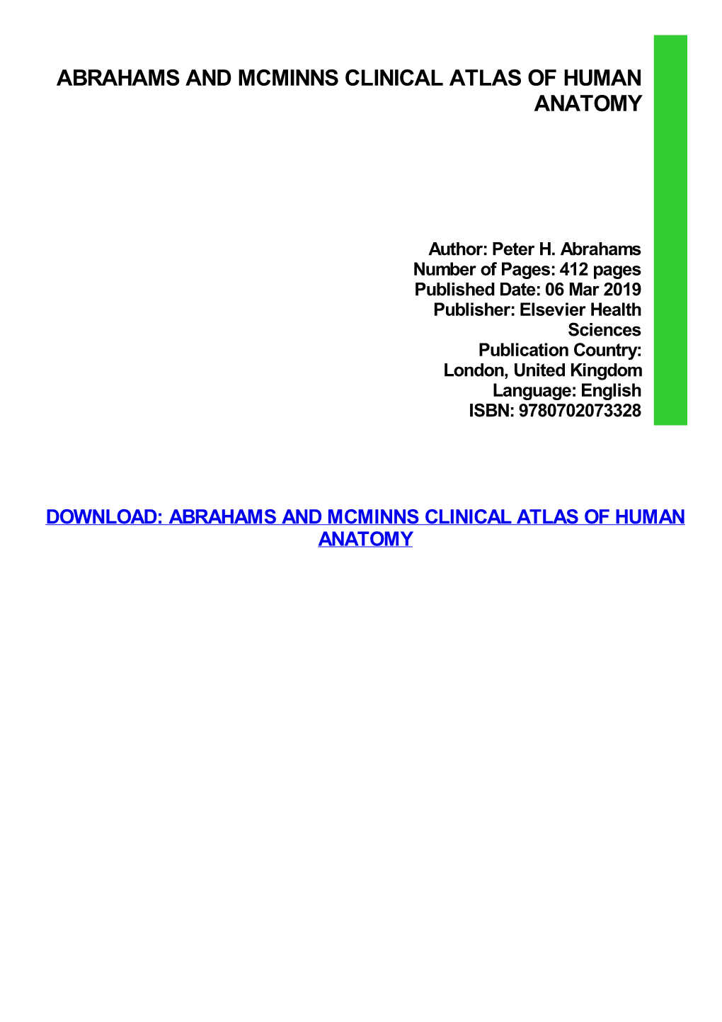 Abrahams and Mcminns Clinical Atlas of Human Anatomy